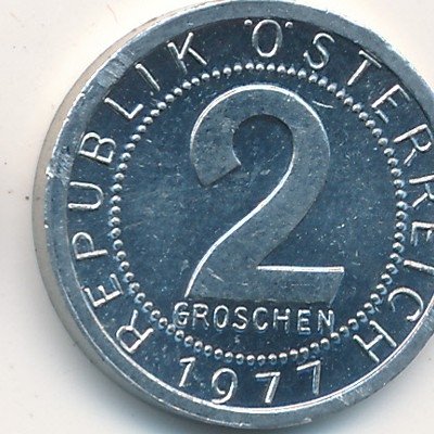 Австрия 2 гроша 1977 год