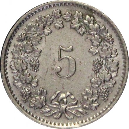 Швейцария 5 раппенов 1970 год