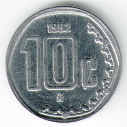 Мексика 10 сентаво 1992 год - Орёл