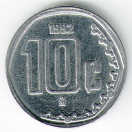 Мексика 10 сентаво 1992 год - Орёл