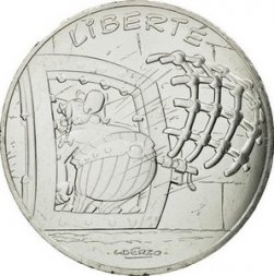 Франция 10 евро 2015 год - Астерикс и Обеликс - LIBERTE, решётка /Астерикс и Золотой серп/