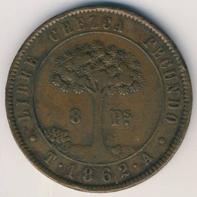 Гондурас 8 песо 1862 год