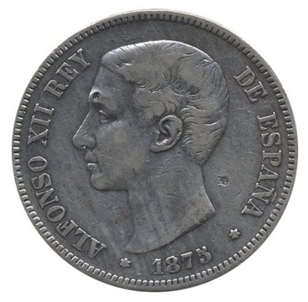 Испания 5 песет 1875 год