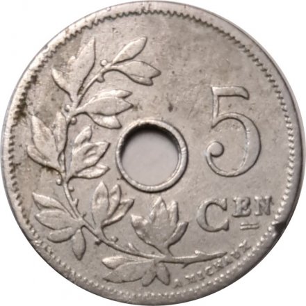 Бельгия 5 сантимов 1906 год BELGIE