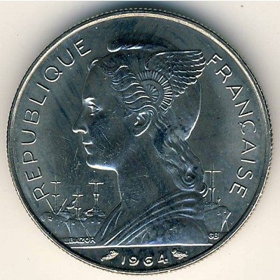 Реюньон 50 франков 1964 год