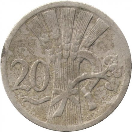 Чехословакия 20 геллеров 1928 год