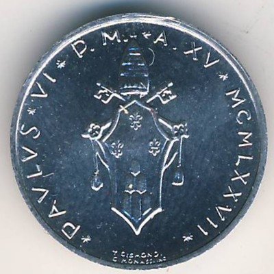 Ватикан 1 лира 1977 год