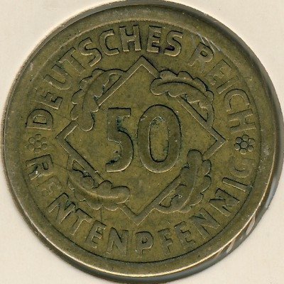 Веймарская республика 50 рентенпфеннигов 1924 год (A)