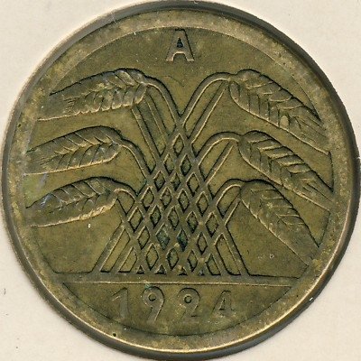 Веймарская республика 50 рентенпфеннигов 1924 год (A)