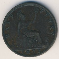 Великобритания 1/2 пенни 1872 год