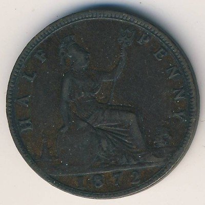 Великобритания 1/2 пенни 1872 год