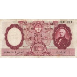 Аргентина 10000 песо 1969 год - VF-