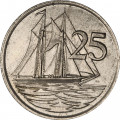Каймановы острова 25 центов 1977 год
