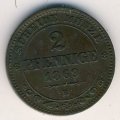 Саксония 2 пфеннига 1869 год