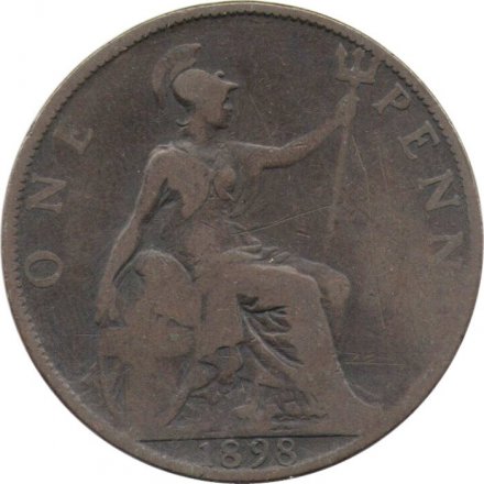 Великобритания 1 пенни 1898 год (бронза, коричневый цвет)