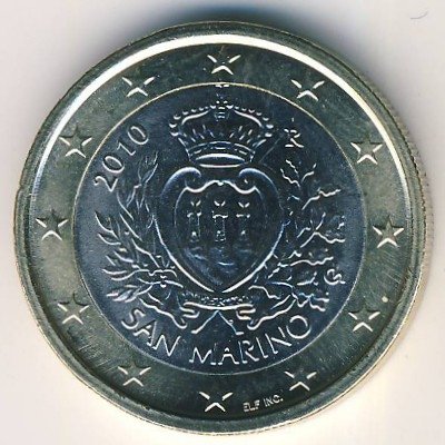 Сан-Марино 1 евро 2010 год - Герб Сан-Марино