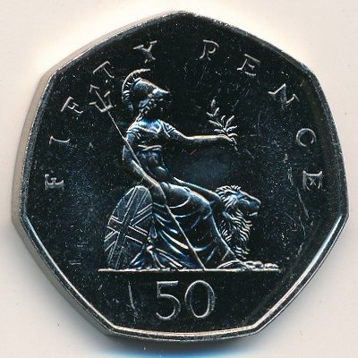 Великобритания 50 пенсов 1991 год