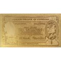 Сувенирная банкнота Австралия 10 шиллингов 1954 год (золотые) - aUNC