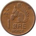 Норвегия 1 эре 1961 год - Король Улаф V. Белка