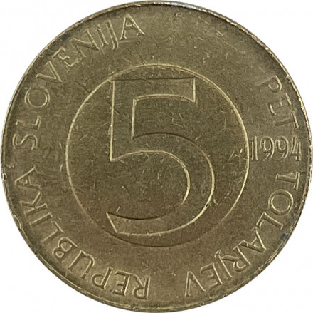 Словения 5 толаров 1994 год - Альпийский горный козёл (Ибекс)