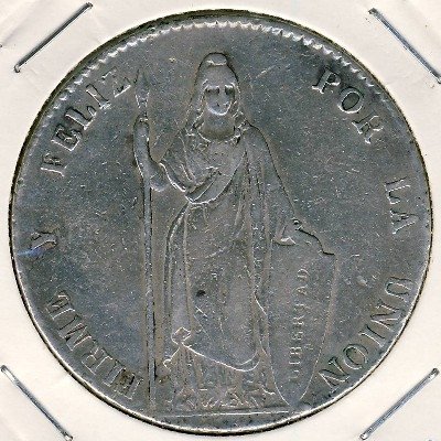 Перу 8 реалов 1851 год