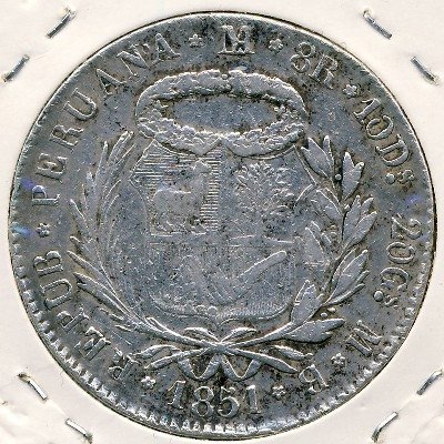 Перу 8 реалов 1851 год