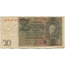 Веймарская Республика 20 рейхсмарок 1929 год - F