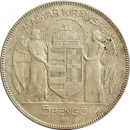 Венгрия 5 пенгё 1930 год - 10 лет регенства Адмирала Хорти