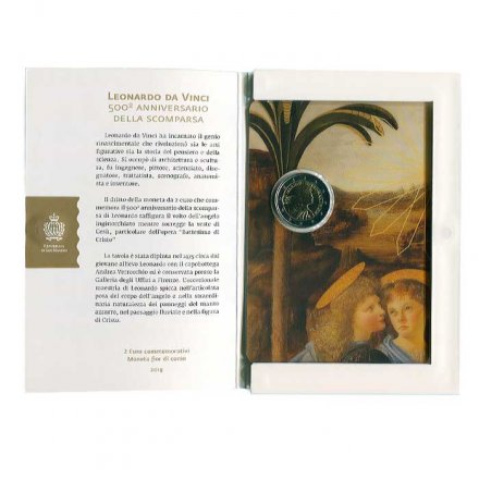 Сан-Марино 2 евро 2019 год - 500 лет со дня смерти Леонардо да Винчи