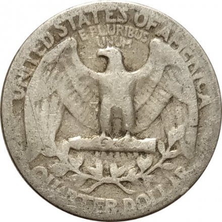 США 25 центов (1/4 доллара) 1944 год - Джордж Вашингтон (без отметки МД)
