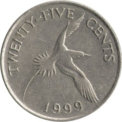 Бермудские острова 25 центов 1999 год