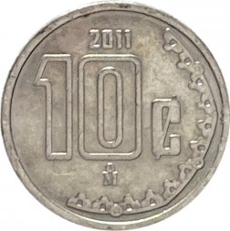 Мексика 10 сентаво 2011 год