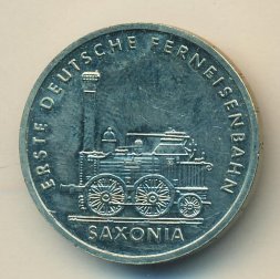 ГДР 5 марок 1988 год - 150 лет первой железной дороге Германии