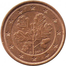 Германия 2 евроцента 2002 год (D)