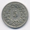 Швейцария 5 раппенов 1908 год