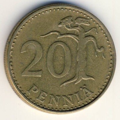 Финляндия 20 пенни 1967 год