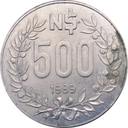 Уругвай 500 новых песо 1989 год