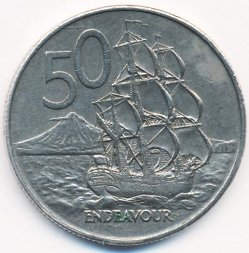 Новая Зеландия 50 центов 1982 год - Парусник «ENDEAVOUR»