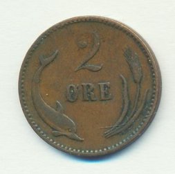 Дания 2 эре 1899 год - Король Кристиан IX. Дельфин