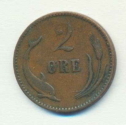 Дания 2 эре 1899 год - Король Кристиан IX. Дельфин