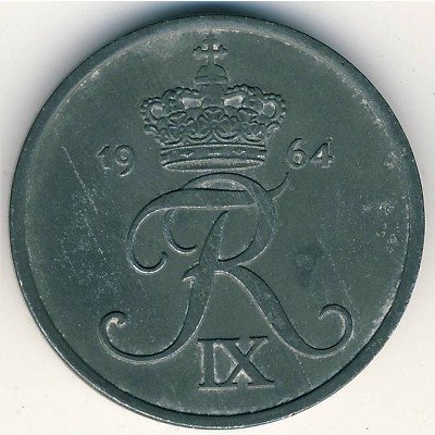 Дания 5 эре 1964 год - Король Фредерик IX (цинк)