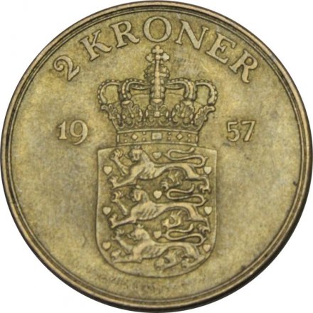 Дания 2 кроны 1957 год - Король Фредерик IX