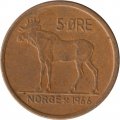 Норвегия 5 эре 1966 год. Улаф V. Лось.