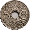 Франция 5 сантимов 1934 год (новый тип)