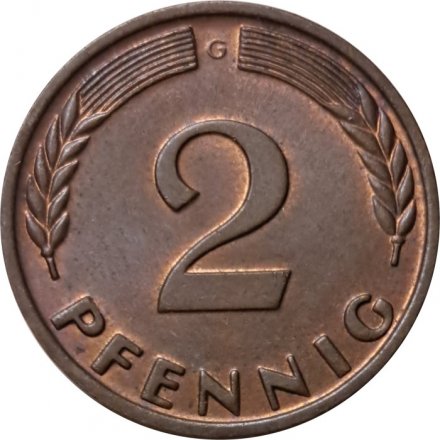 ФРГ 2 пфеннига 1966 год - G