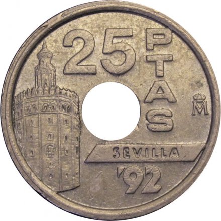 Испания 25 песет 1992 год - Expo&#039;92 Севилья. Торре-дель-Оро 
