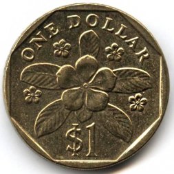 Сингапур 1 доллар 1995 год - Катарантус (барвинок) розовый