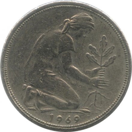 ФРГ 50 пфеннигов 1969 год (F)