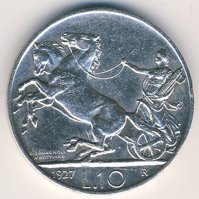 Италия 10 лир 1927 год