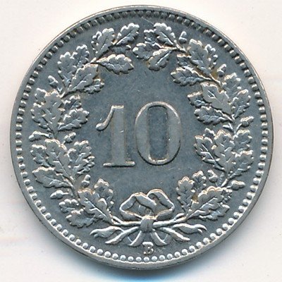Швейцария 10 раппенов 1939 год